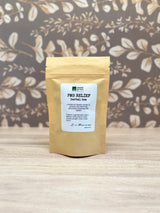 Kraft paper packaging with a label on a wooden surface and floral background